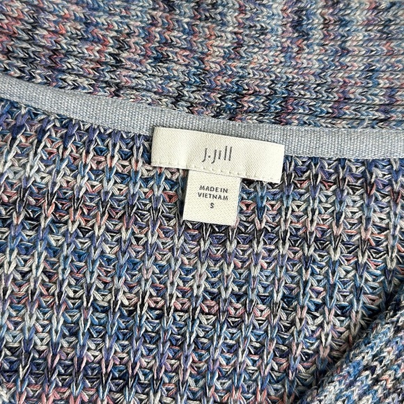 J Jill Women’s Size Small Blue Marled V Neck Cotton Pullover Knit Sweater - Picture 6 of 9